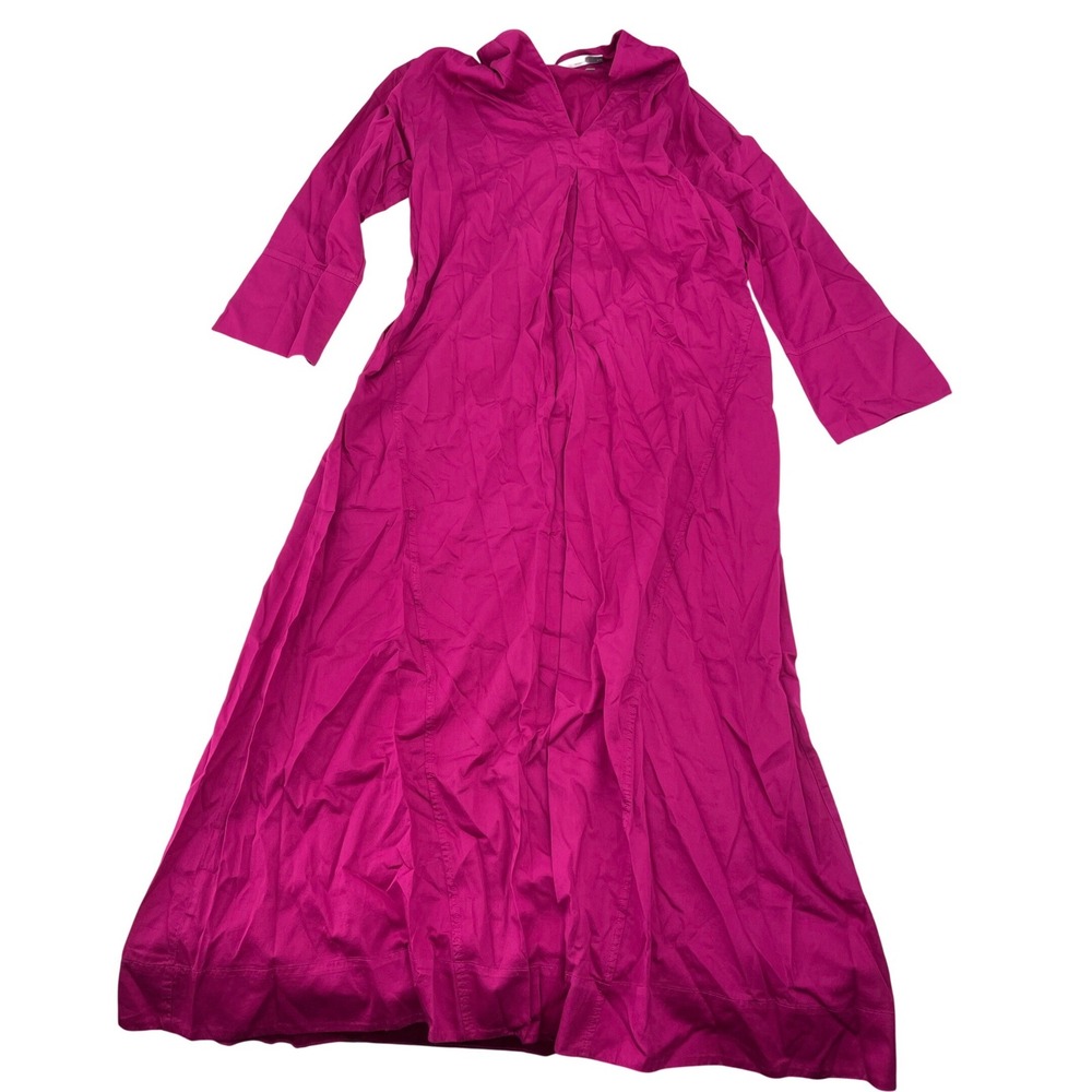 ocean+main Maxi Caftan Dress S Pink Good V-Neck Long Sleeve Cotton